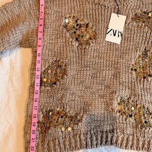 Zara Beige Sweater with Gold Details